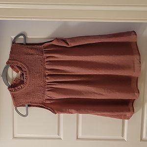 Dusty Pink Tank Blouse w/ Tiny Ruffle Detail & Smocking at Neckline, Size Medium